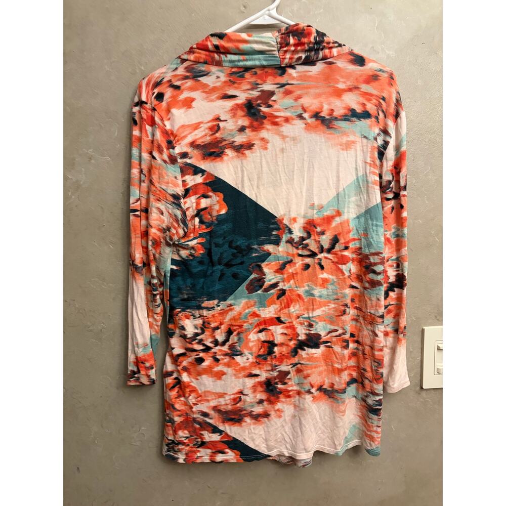 Jennifer Lopez JLo Multicolor Abstract Print Wrap Blouse Long Sleeve Large - Picture 7 of 10